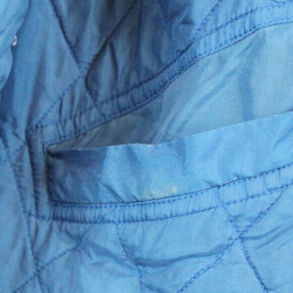 Vintage Carole Little Blue Quilted Silk Zip Up Home Coat Jacket - Picture 14 of 16